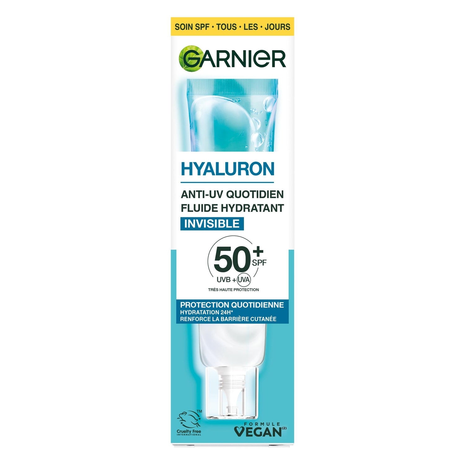 Fluide Hydratant invisible anti-uv quotidien SPF50+ à l'hyaluron GARNIER 