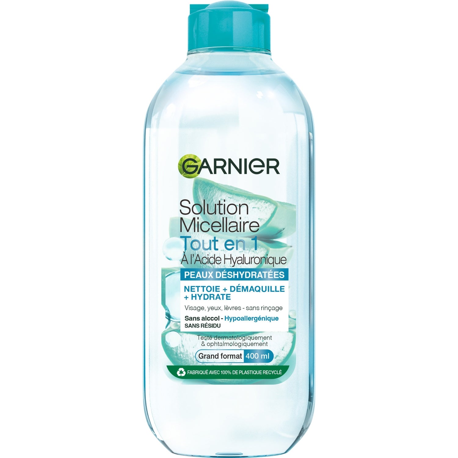 Eau micellaire Visage Yeux Lèvres Peaux Déshydratées Sensibles Tout En 1 Nettoie Démaquille Hydrate Repulpe Apaise À L'Acide Hyaluronique Hypoallergénique Skin Active GARNIER 