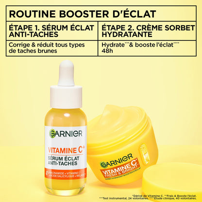Crème Visage Sorbet Hydratante Booster d'éclat Vitamine C Fresh & Bright GARNIER 