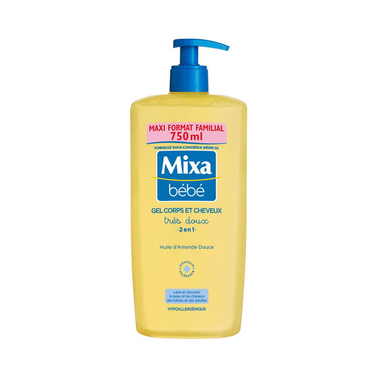 Gel Douche Bébé Très Doux Corps et Cheveux 2en1 MIXA BEBE le flacon de 750mL