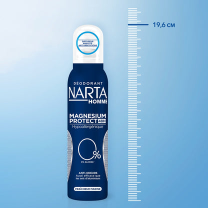 Déodorant Homme 48h Hypoallergénique 0% Alcool Magnesium Protect NARTA