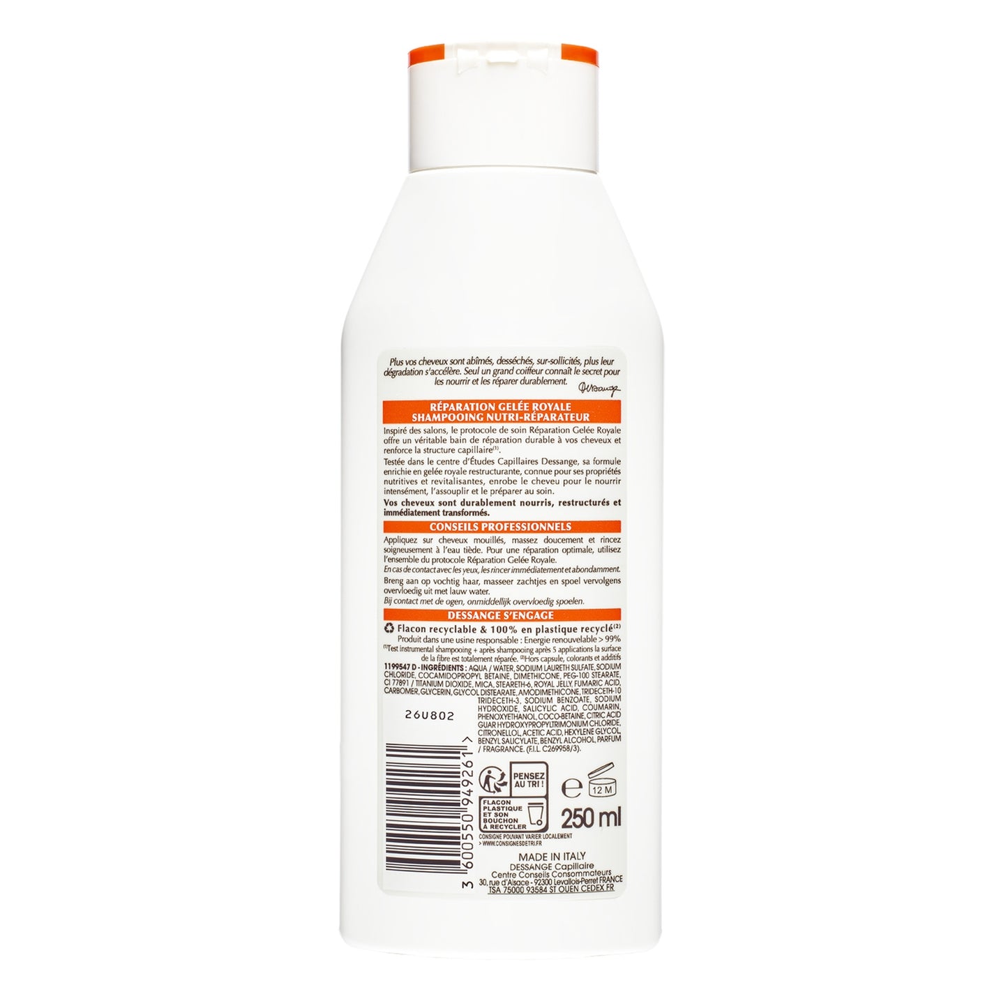 Shampoing Nutri-Réparateur Restructurant Cheveux Très Abîmés Gelée Royale DESSANGE