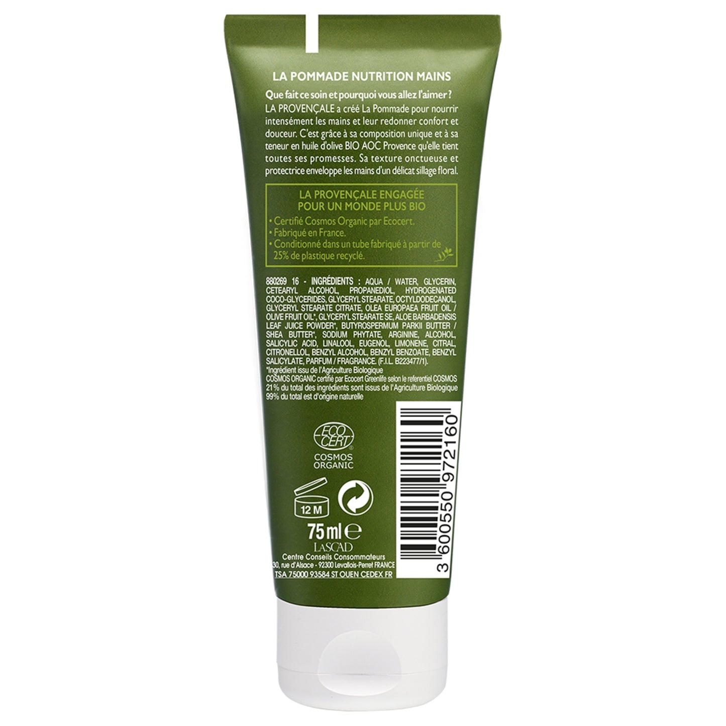 Intensive Nährhandcreme 99 % natürlichen Ursprungs mit Bio-Olivenöl LA PROVENCALE