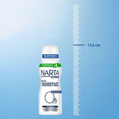 NARTA Men's Deodorant 48h Invisible 0% Alcohol Magnesium Protect