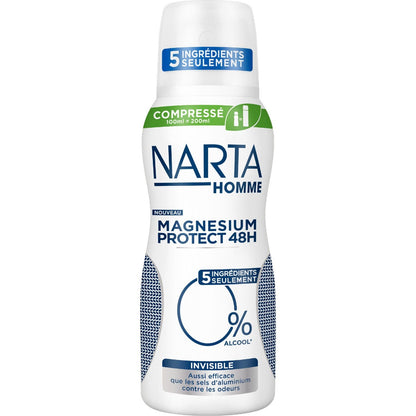 NARTA Men's Deodorant 48h Invisible 0% Alcohol Magnesium Protect