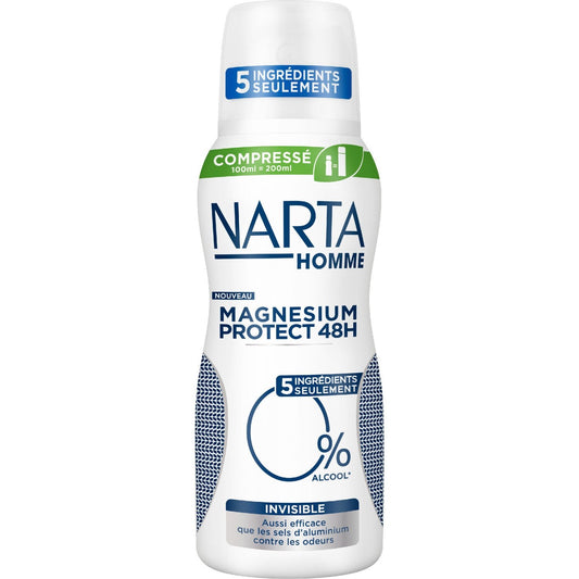Déodorant Homme 48h Invisible 0% Alcool Magnesium Protect NARTA