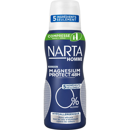 Déodorant Homme 48h Hypoallergénique 0% Alcool Magnesium Protect NARTA