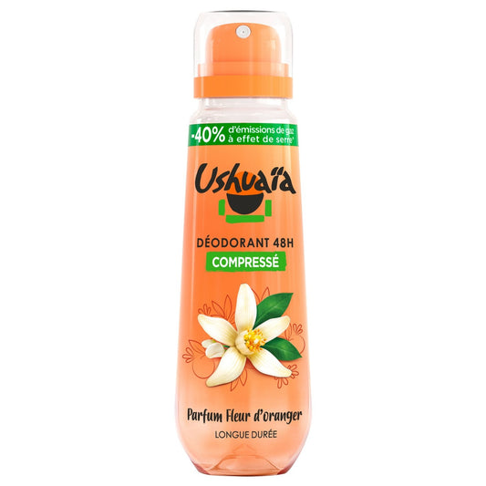 Déodorant Spray Compressé Anti-Transpirant Efficacité 48h Fleur d'Oranger USHUAIA le spray