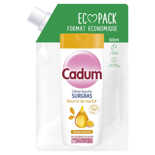 Crème Douche Surgras Beurre de Karité CADUM la recharge de 500mL