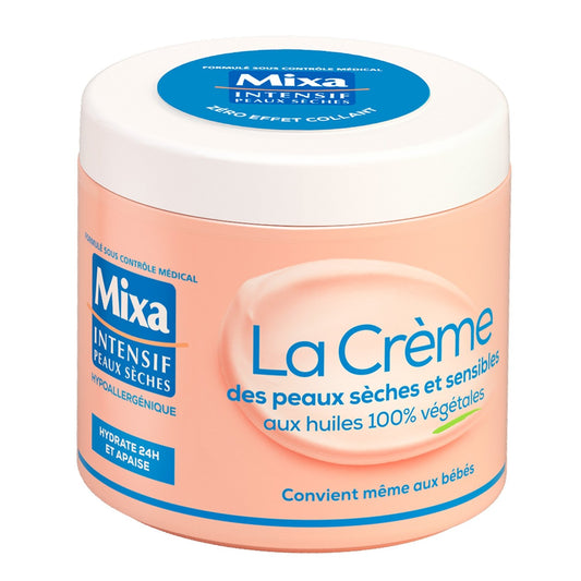 Crème Multi-Usages Corps Mains Visage Peau Sèche et Sensible Huiles 100% Végétales MIXA le pot de 400mL