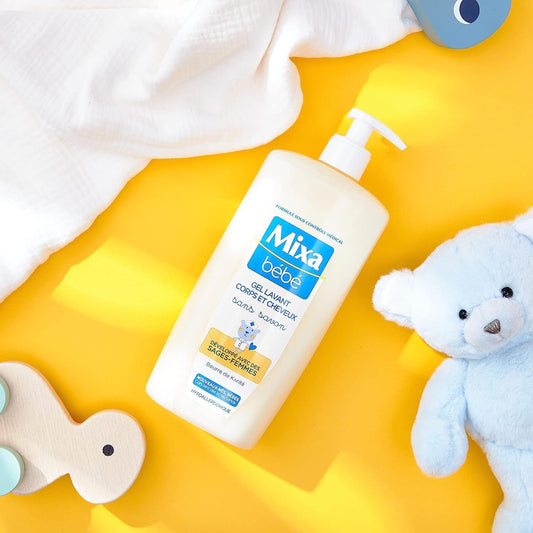 Baby Shower Gel for Body and Hair, Soap-Free, Hypoallergenic, MIXA BEBE