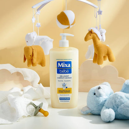 Baby-Duschgel für Körper und Haar, seifenfrei, hypoallergen, MIXA BEBE
