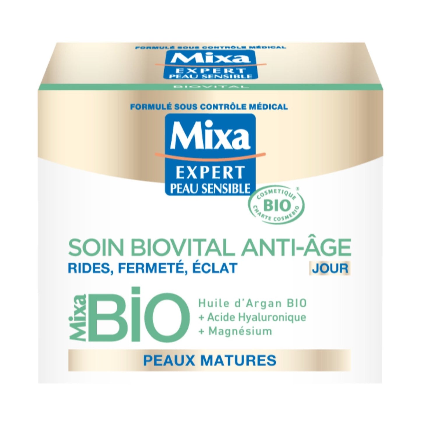 Biovital MIXA Organic Anti-Aging Day Face Cream for Wrinkles, Firmness, Radiance for Mature Skin