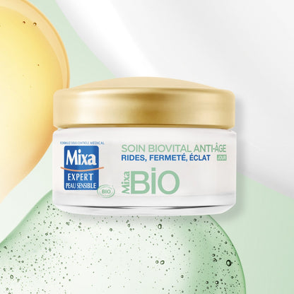 Biovital MIXA Organic Anti-Aging Day Face Cream for Wrinkles, Firmness, Radiance for Mature Skin