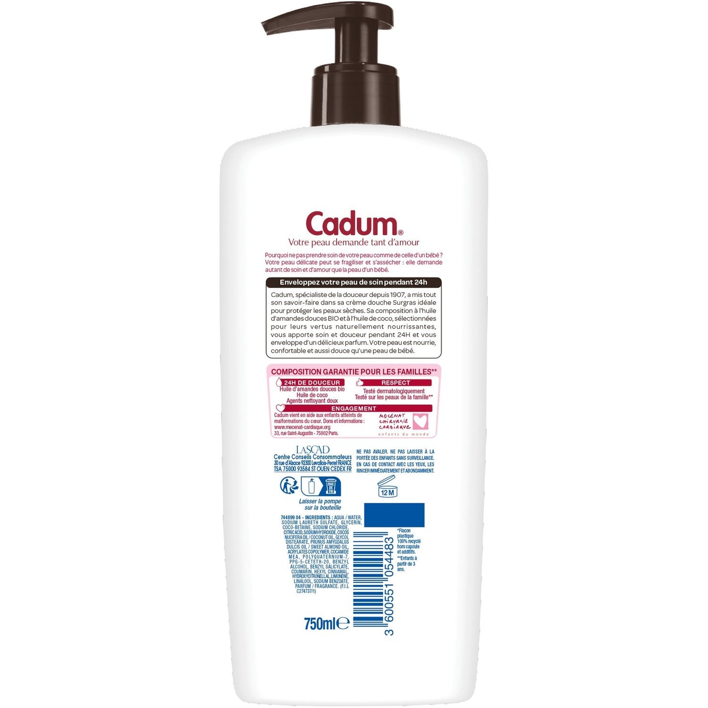 CADUM Softening Coconut Surgras Shower Cream