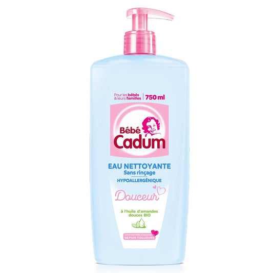 Eau Nettoyante Bébé A l'Huile d'Amandes Douces Bio Hypoallergénique CADUM la pompe de 750mL