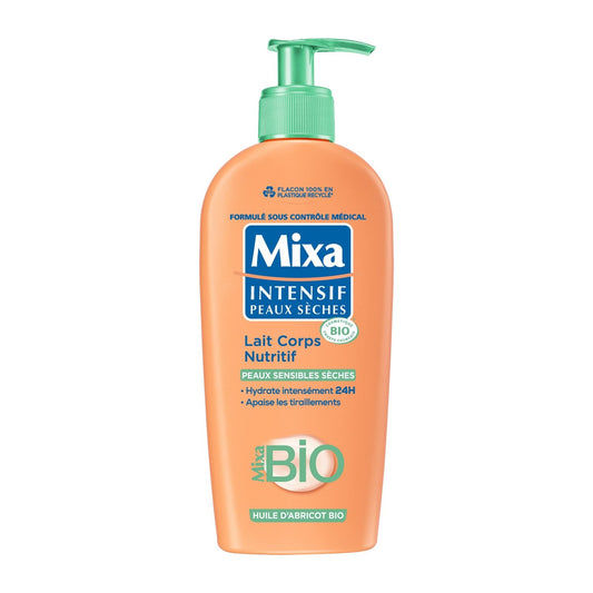 Lait Corps Peau Sensible Sèche Bio Huile d'Abricot MIXA la pompe de 250mL