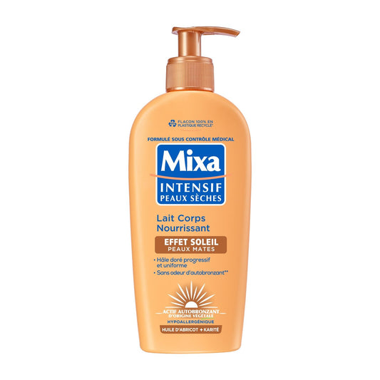 Lait Nourrissant Effet Soleil Peaux Mates Huile d'Abricot et Karité MIXA la pompe de 250mL