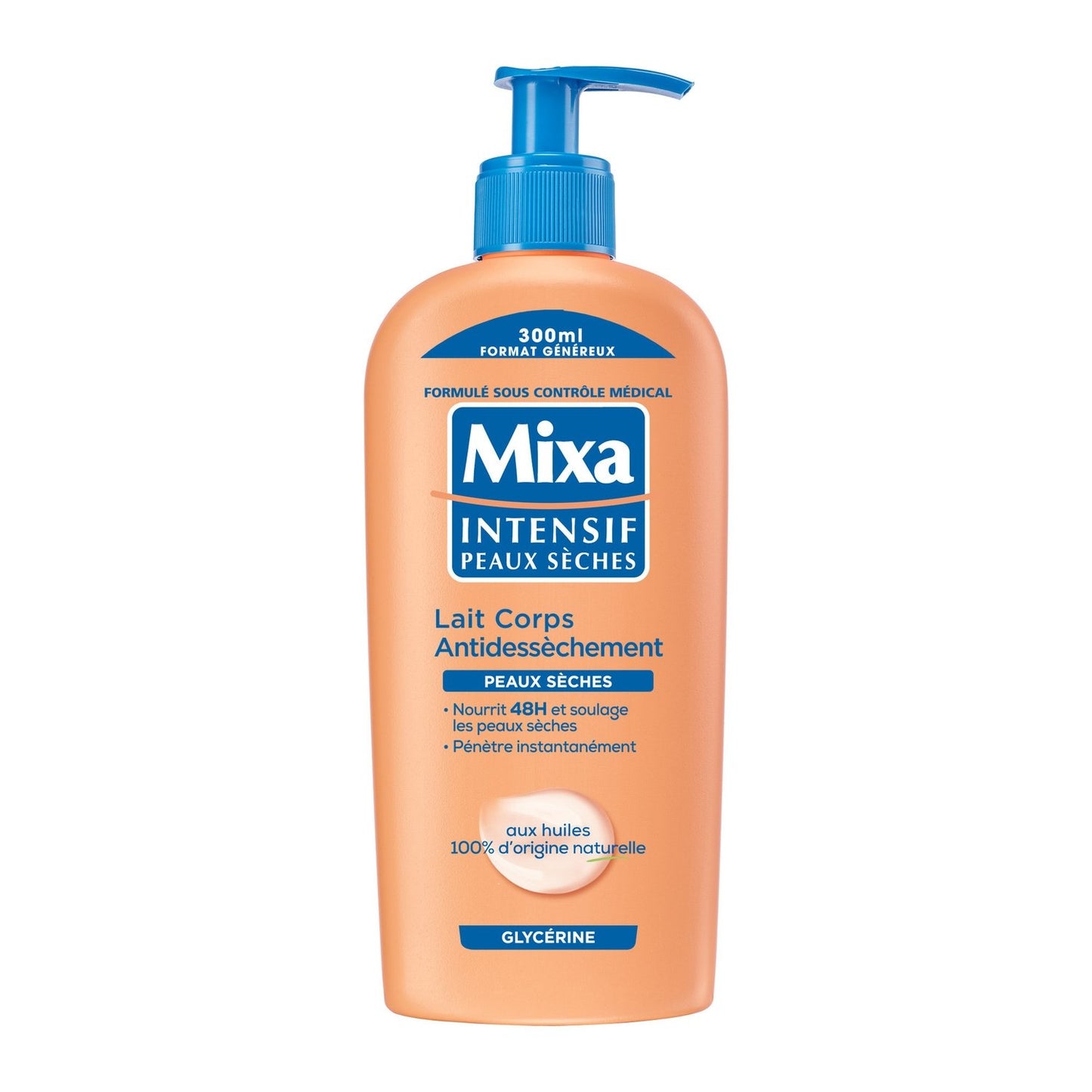 Lait Corps Peau Sèche Anti Dessèchement Hydratation 48h Huiles 100% d'Origine Naturelle MIXA