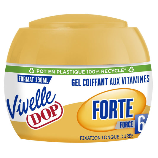 Gel Coiffant Fixation Forte Force 6 aux Vitamines VIVELLE DOP le pot de 190mL