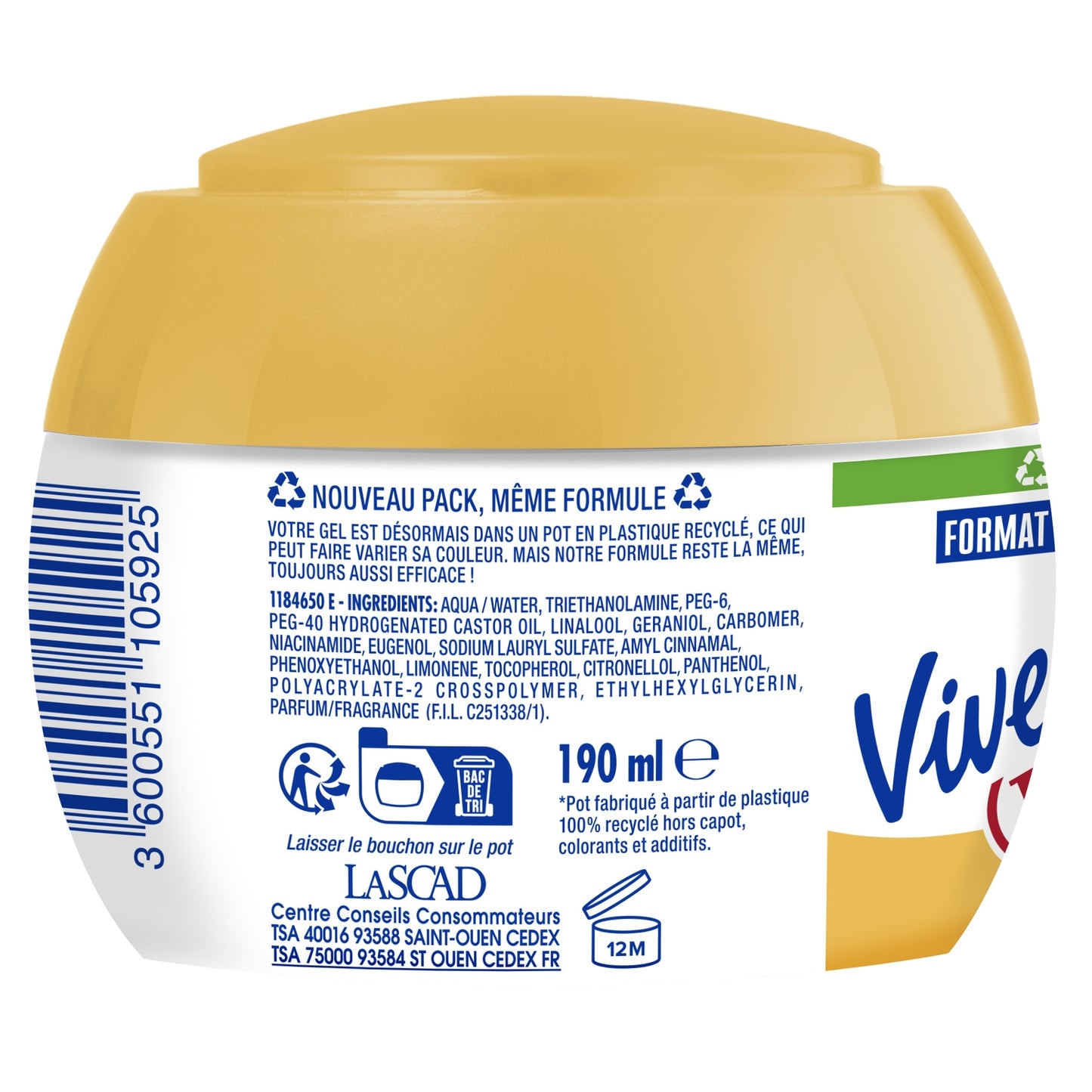Gel Coiffant Fixation Forte Force 6 aux Vitamines VIVELLE DOP