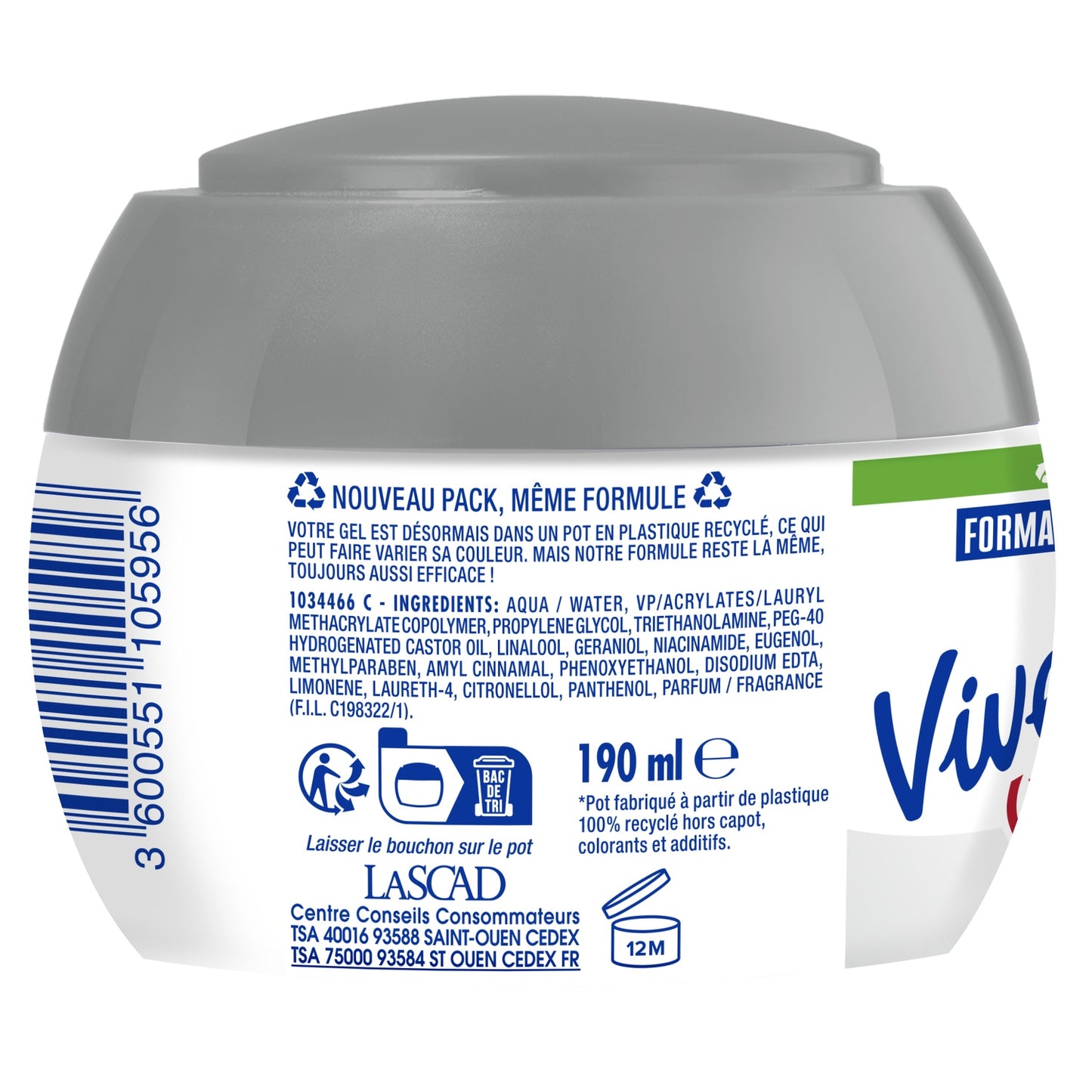 Gel Coiffant Invisible Fixation Force 7 aux Vitamines VIVELLE DOP