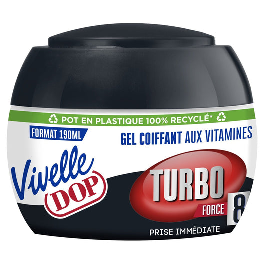 Gel Coiffant Turbo Fixation Force 8 aux Vitamines VIVELLE DOP le pot de 190mL