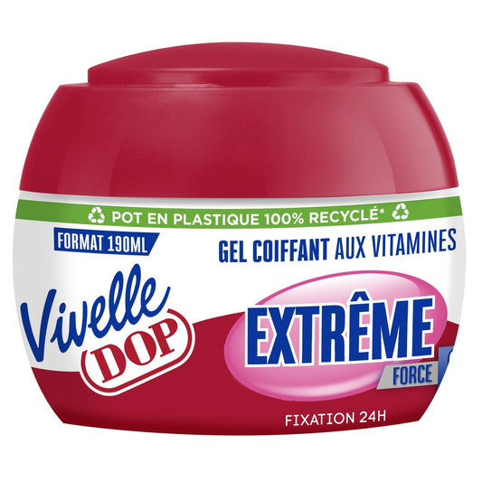 Gel Coiffant Fixation Extreme Force 8 aux Vitamines VIVELLE DOP le pot de 190mL