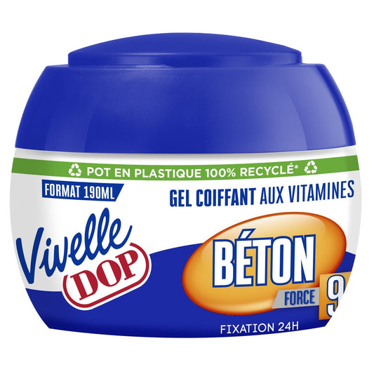 Gel Coiffant Fixation Béton Force 9 aux Vitamines VIVELLE DOP le pot de 190mL