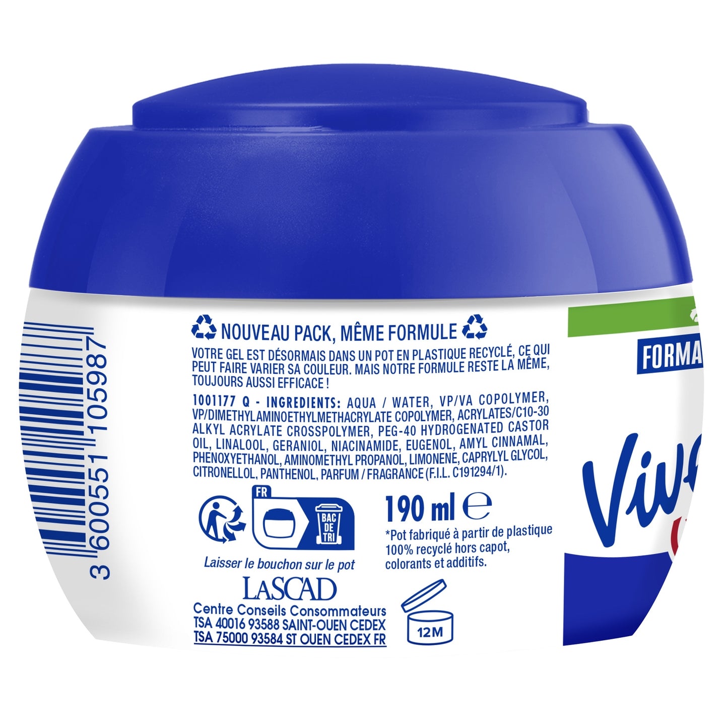 Gel Coiffant Fixation Béton Force 9 aux Vitamines VIVELLE DOP