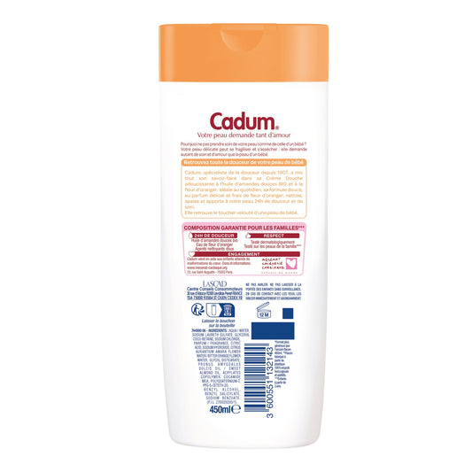 Crème douche Douceur Velours Huile d'Amande et Fleur d'Oranger CADUM 