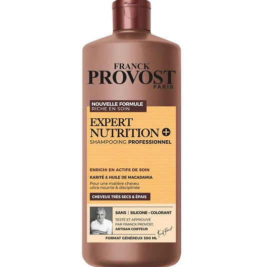 Shampoing Nourrissant Cheveux Très Secs et Épais Karité et Huile de Macadamia et Colorant FRANCK PROVOST le flacon de 500mL