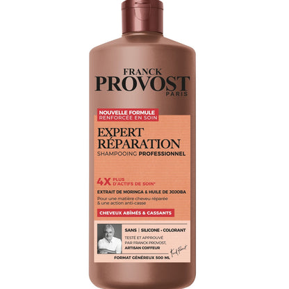 Repairing Shampoo for Damaged and Brittle Hair Moringa and Jojoba Oil and Coloring FRANCK PROVOST