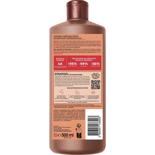 Repairing Shampoo for Damaged and Brittle Hair Moringa and Jojoba Oil and Coloring FRANCK PROVOST