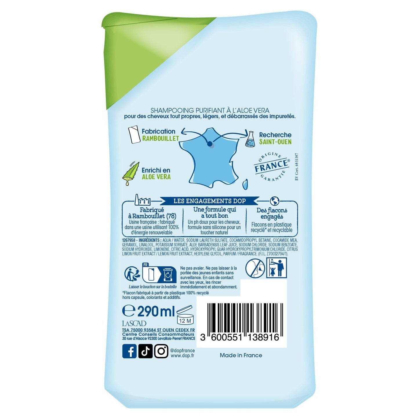 Purifying Shampoo for Normal to Oily Hair with Aloe Vera DOP