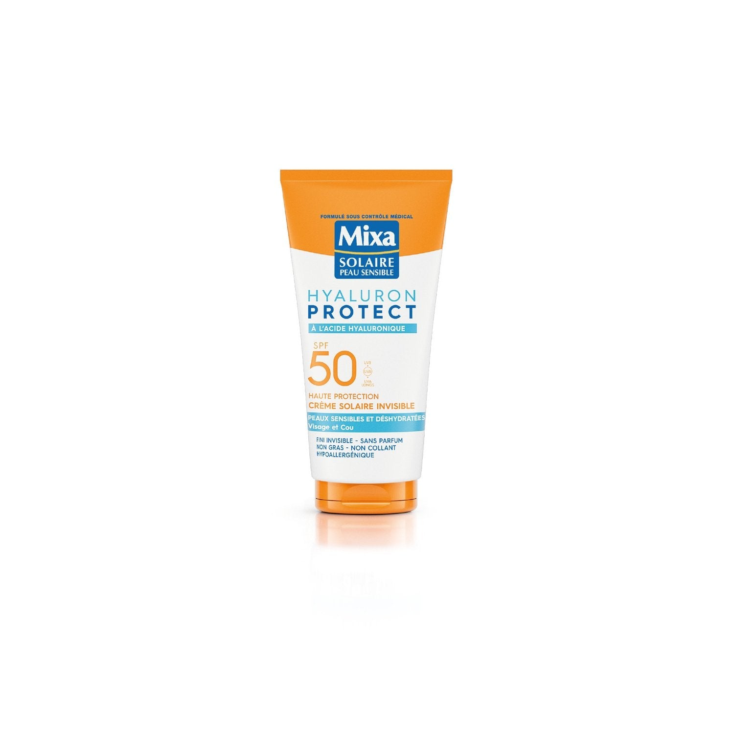 Crème Solaire Visage Spf 50 Hydratant 24h Anti Age Hyaluron Protect MIXA le flacon de 50mL