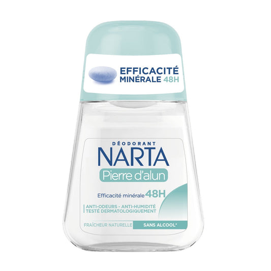 Déodorant Bille Anti-Transpirant Efficacité 48h Pierre d'Alun NARTA le roll-on