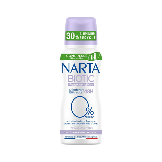 Déodorant Spray Compressé Biotic Peaux Sensibles NARTA le flacon de 100mL