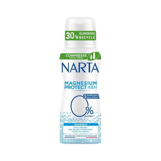 Déodorant Spray Compressé Anti-Odeurs Magnesium Protect 48h 0% Alcool NARTA le flacon de 100mL