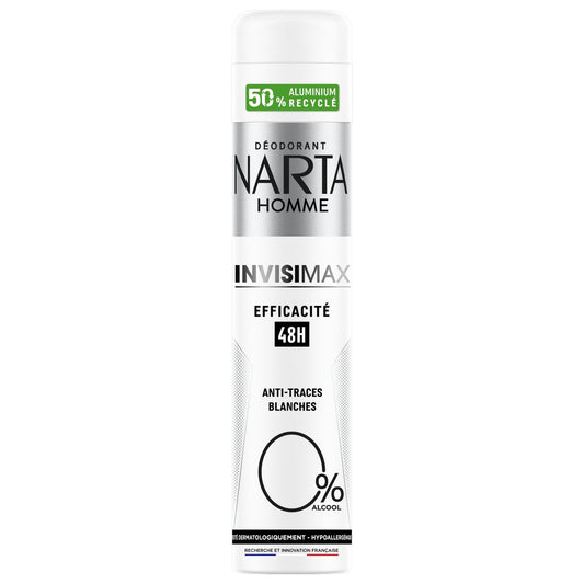 Déodorant Spray Homme Anti-Traces Invisimax 0% NARTA le flacon de 200mL