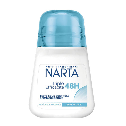 Déodorant Bille Anti-Transpirant Triple Efficacité 48h Fraîcheur Poudrée NARTA le roll-on