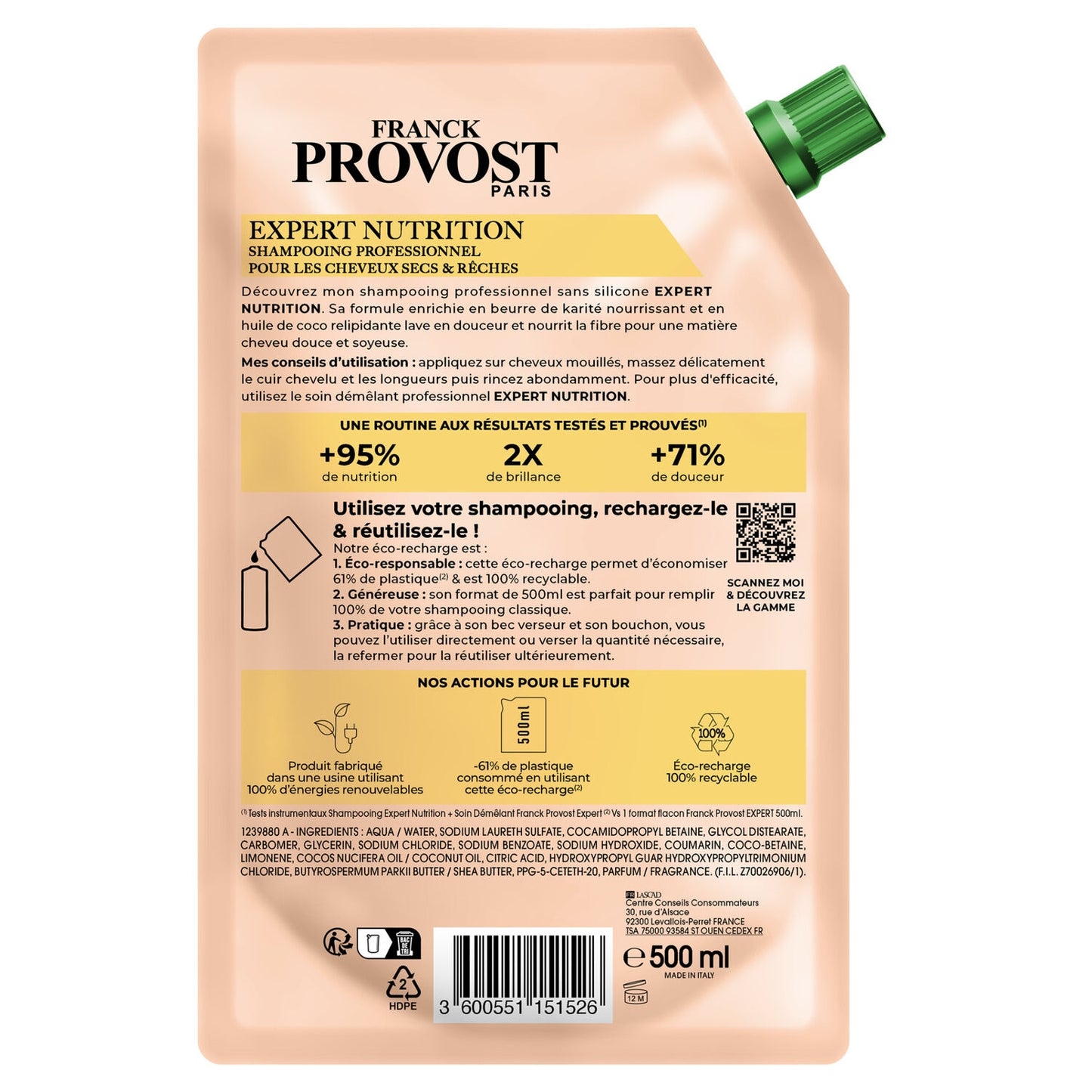 Shampoo für trockenes und grobes Haar Shea- und Kokosöl Färbung FRANCK PROVOST