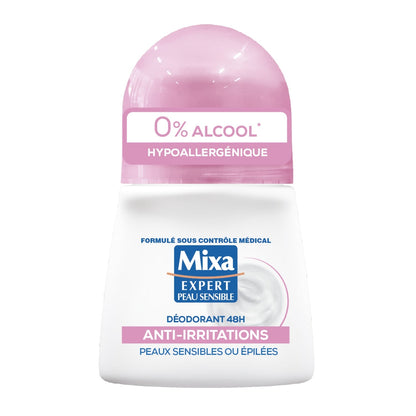 Déodorant bille Anti-Irritations 48H 0% Alcool Peau sensible MIXA 