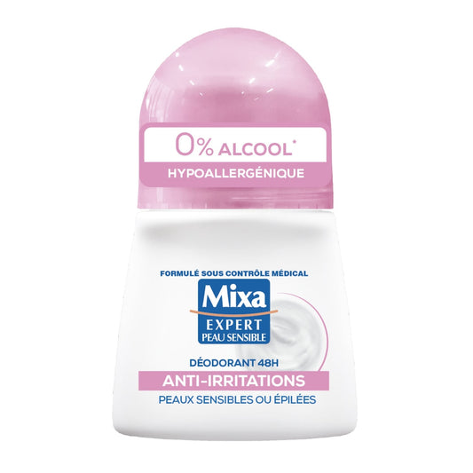 Déodorant bille Anti-Irritations 48H 0% Alcool Peau sensible MIXA 