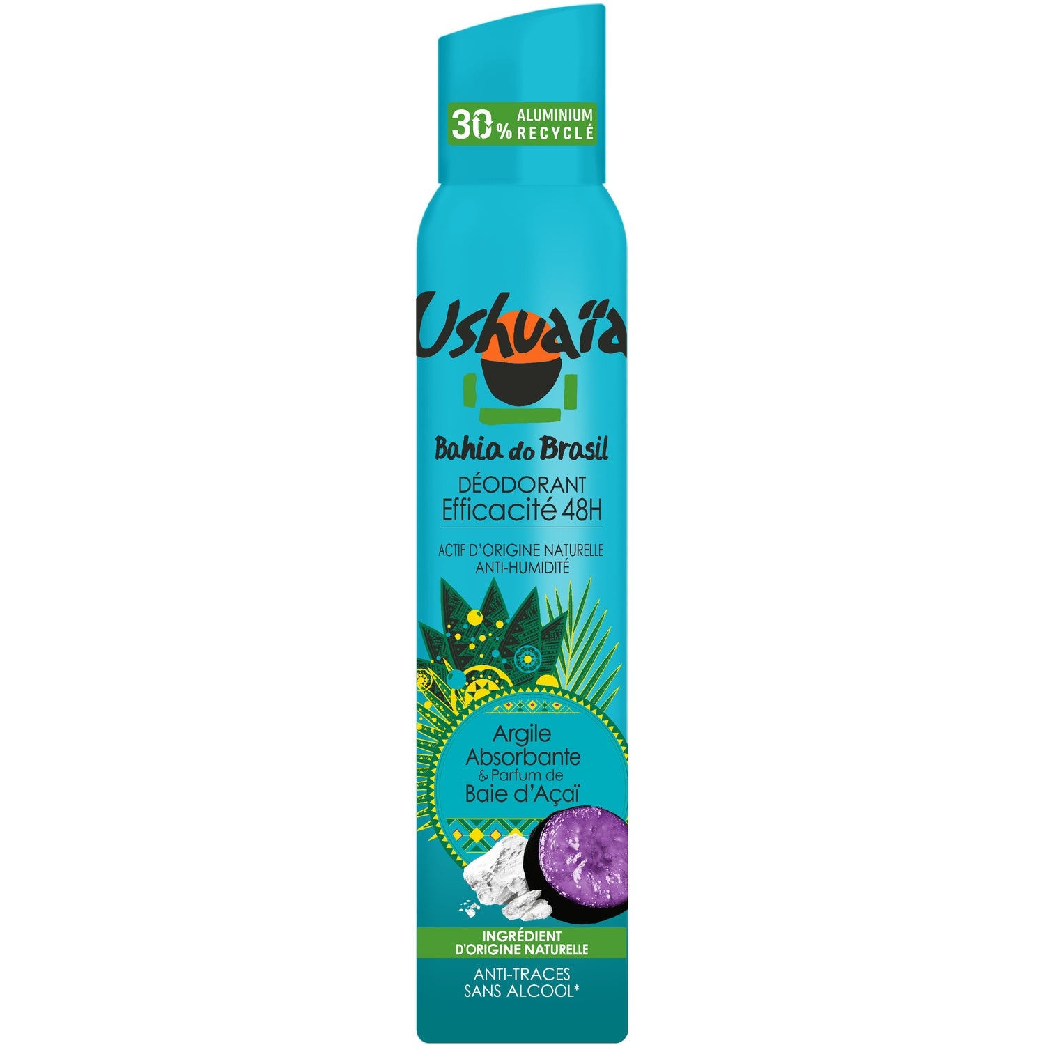 Déodorant spray Efficacité 48h Argile Absorbante Baie D'açaï USHUAIA 