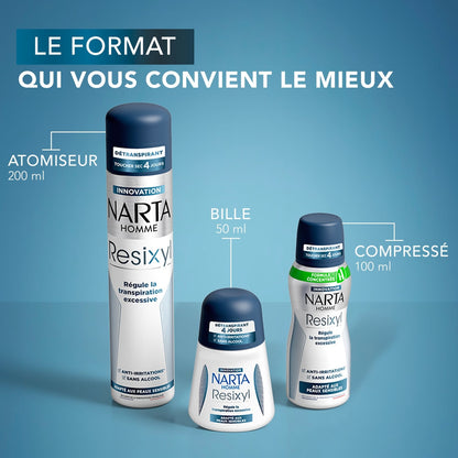 Déodorant aerosol Anti-irritation Peaux sensibles Resixyl Transpiration Excessive NARTA 