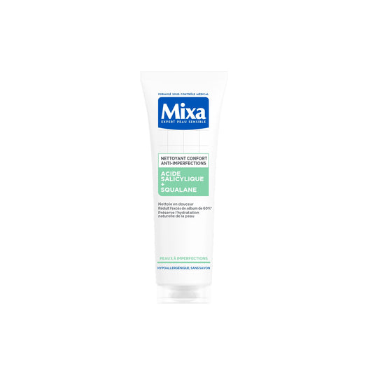 Nettoyant Visage Peau à Imperfections Confort Anti-Imperfections Nettoie et Démaquille Acide Salicylique Squalane MIXA 