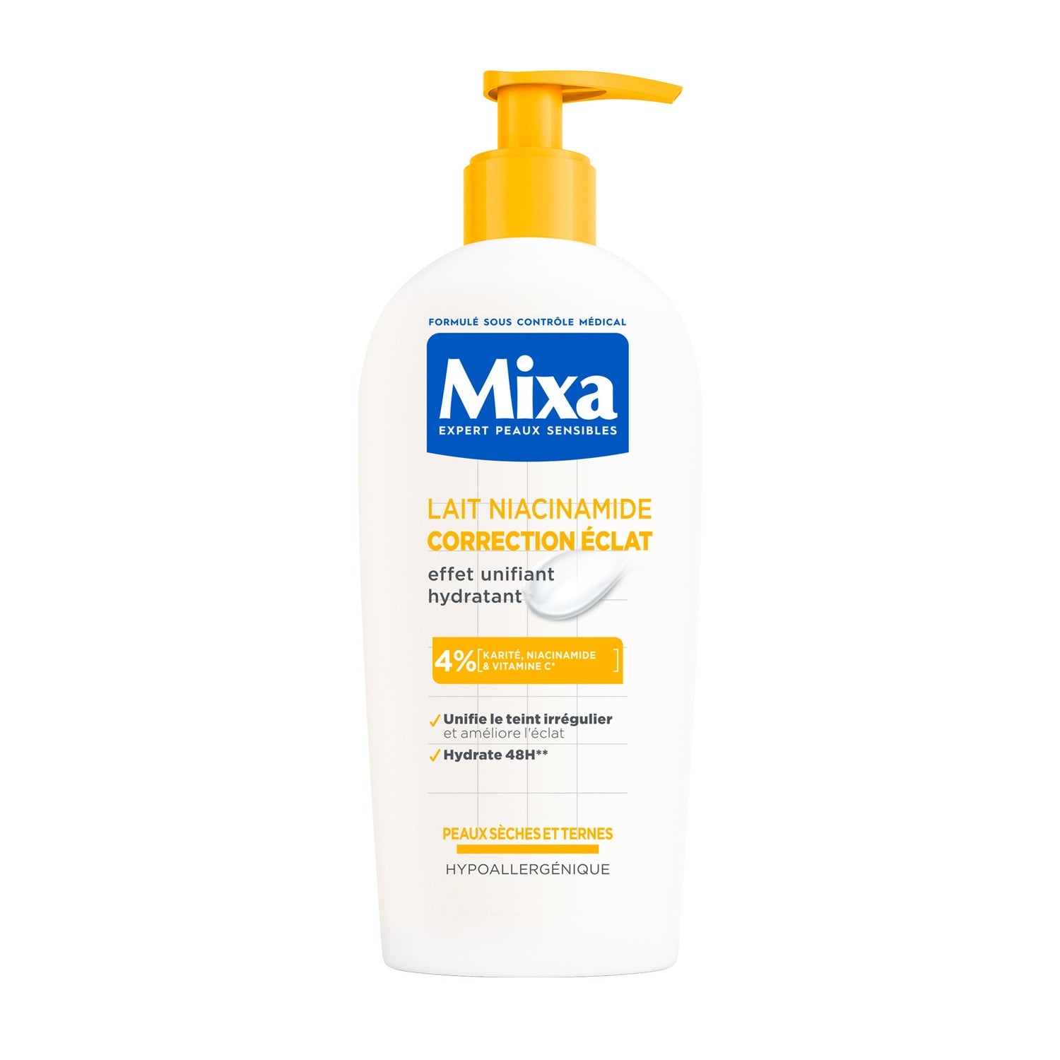 Lait Niacinamide Correction Eclat Unifie le Teint Irrégulier Améliore l'Eclat Hydrate 48h MIXA 