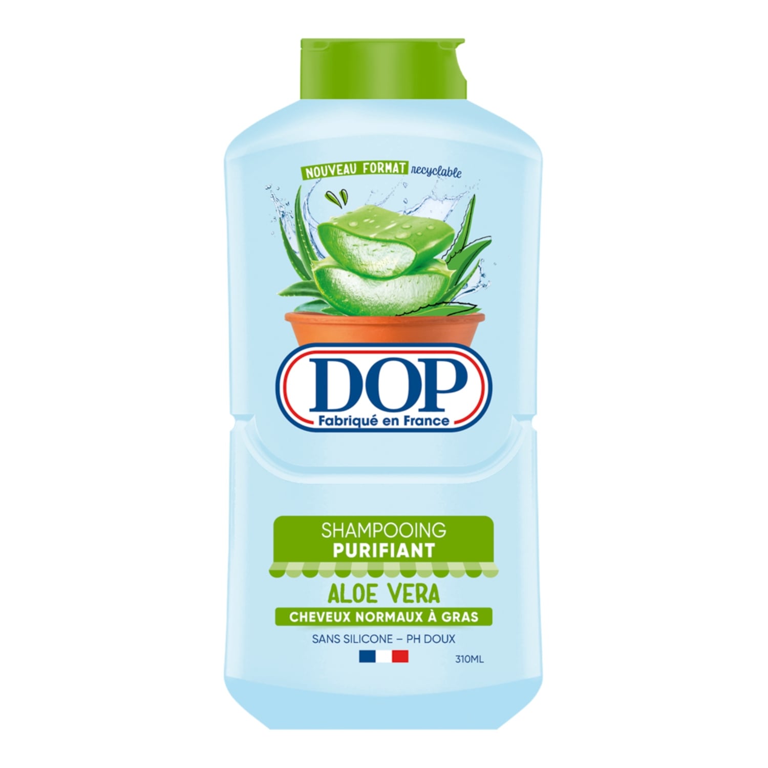 Shampoing Purifiant pour Cheveux normaux à gras Aloé Vera, sans silicone pH Doux DOP 