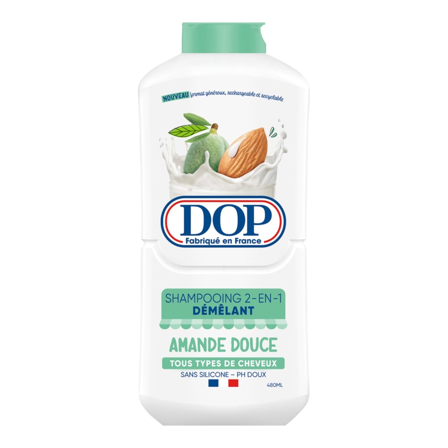 Shampoing 2en1 Démêlant Amande Douce pour Tous Types De Cheveux Sans Silicone DOP 